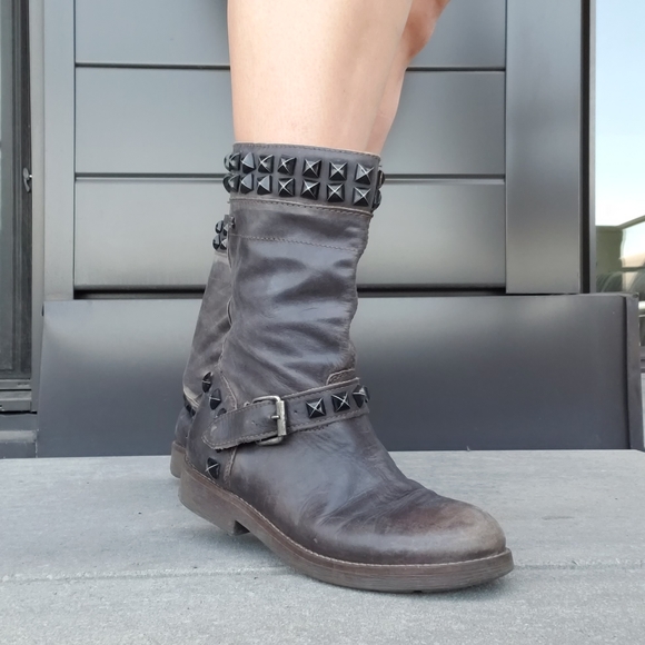 Miss Sixty Shoes - miss sixty brown leather combat booties